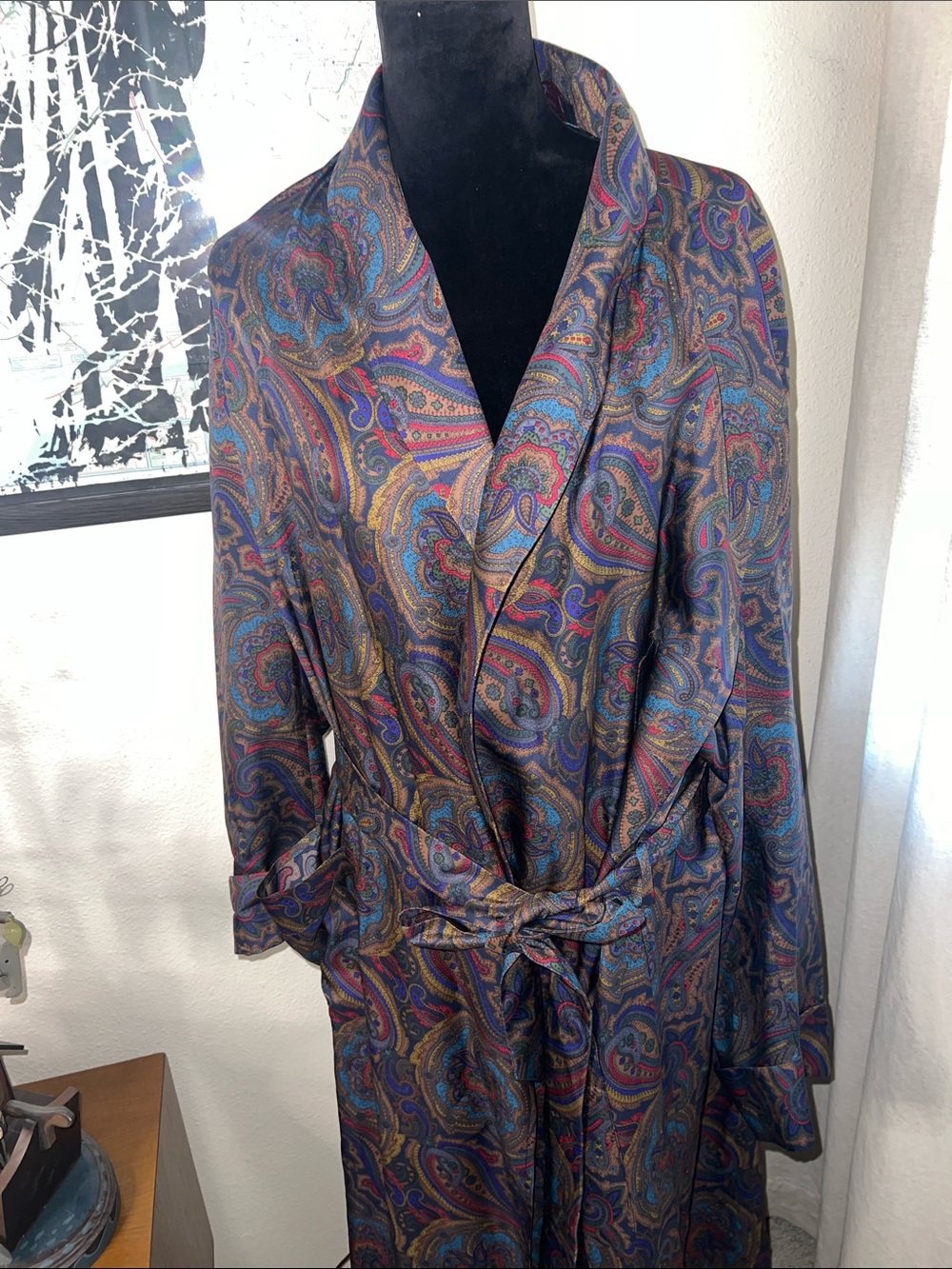 Etro Neiman Marcus Silk Robe with Tie vintage paisley size large